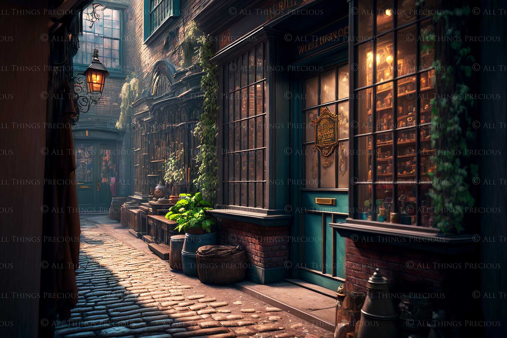 AI Digital - 24 WIZARDS ALLEY BACKGROUNDS - Set 3